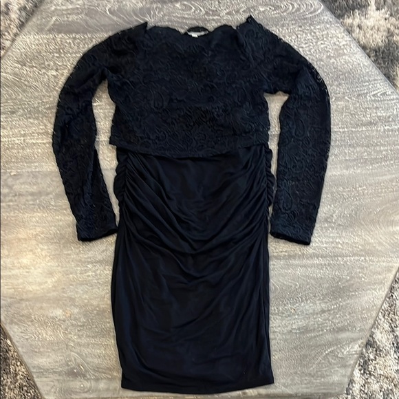 Maternity Black Bodycon with Longsleeve Lace Overlay Dress Size XS - Picture 3 of 12